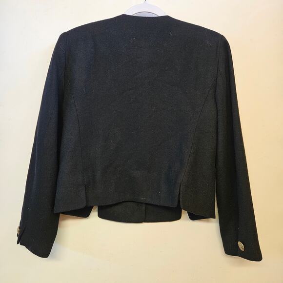 Requirements Petite Black Button Front Women's Wool Blazer Size 10 Suit Jacket - Picture 4 of 10